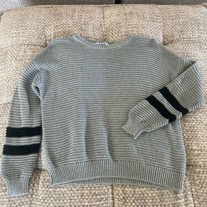 Time and Tru Gray Sweater with Black Sleeve Stripes